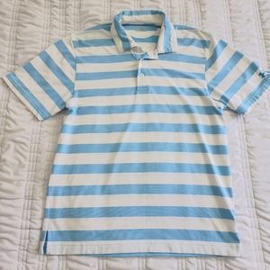 Under Armor Polo Blue Stripe Small